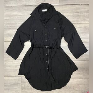 ZOYE CHEN Womens Medium Black Button Down Collared Long Sleeve Shirt